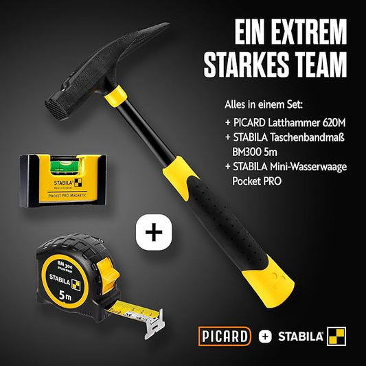 PICARD Latthammer 620M Set mit STABILA Bandmaß und Wasserwaage